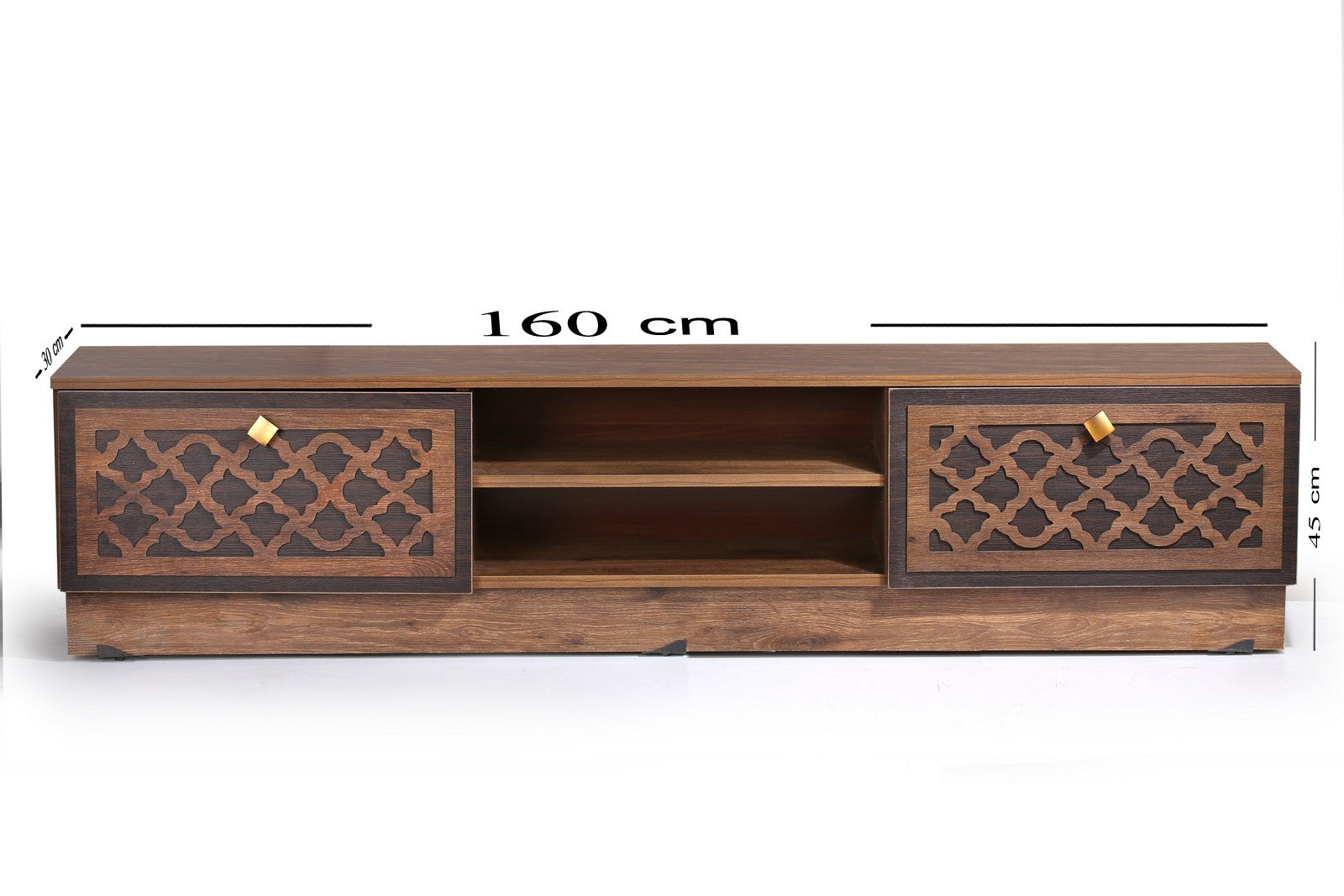 TV Unit 160cm Two Drawers Walnut