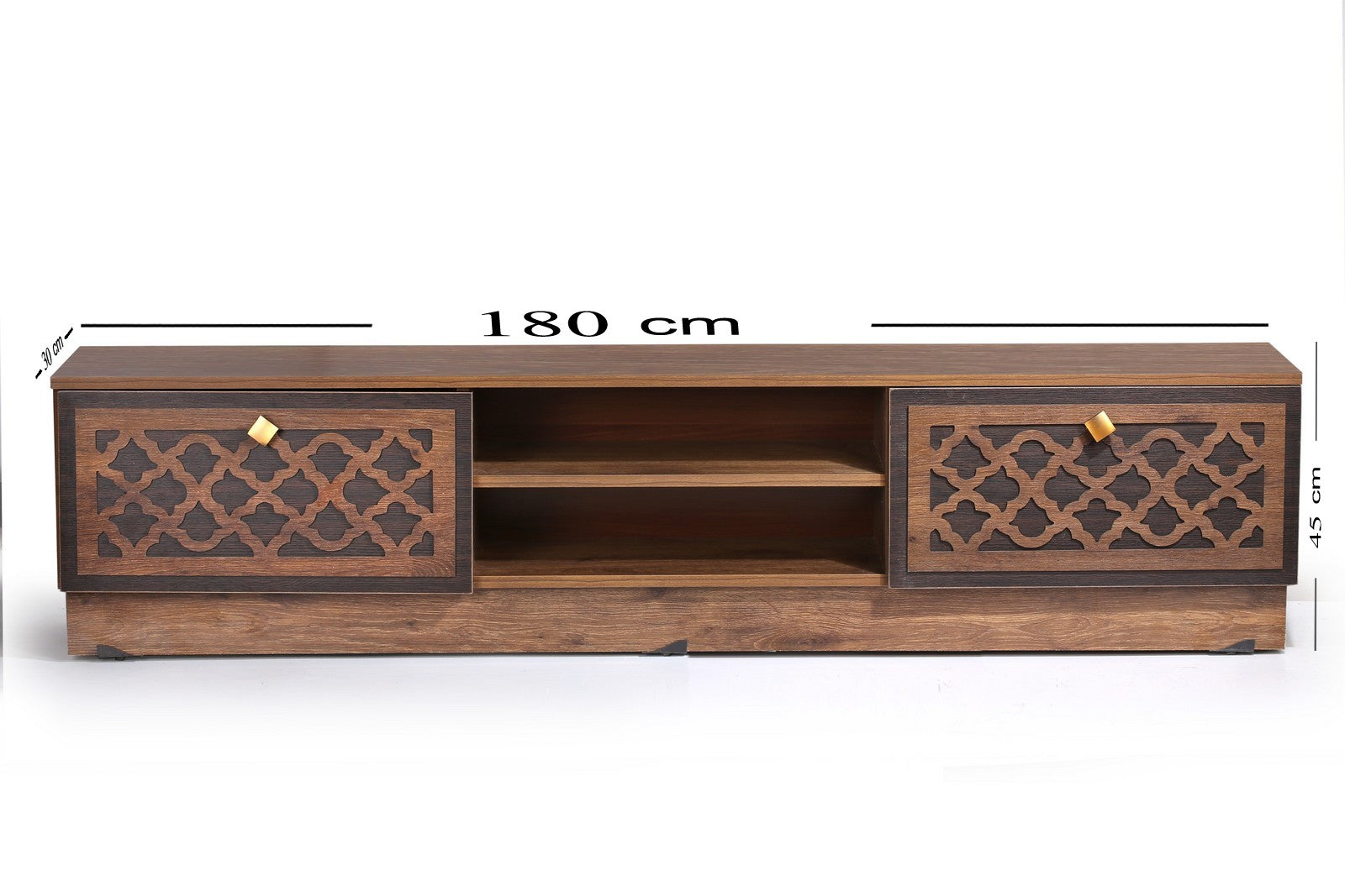 TV Unit 180cm Two Drawers Walnut