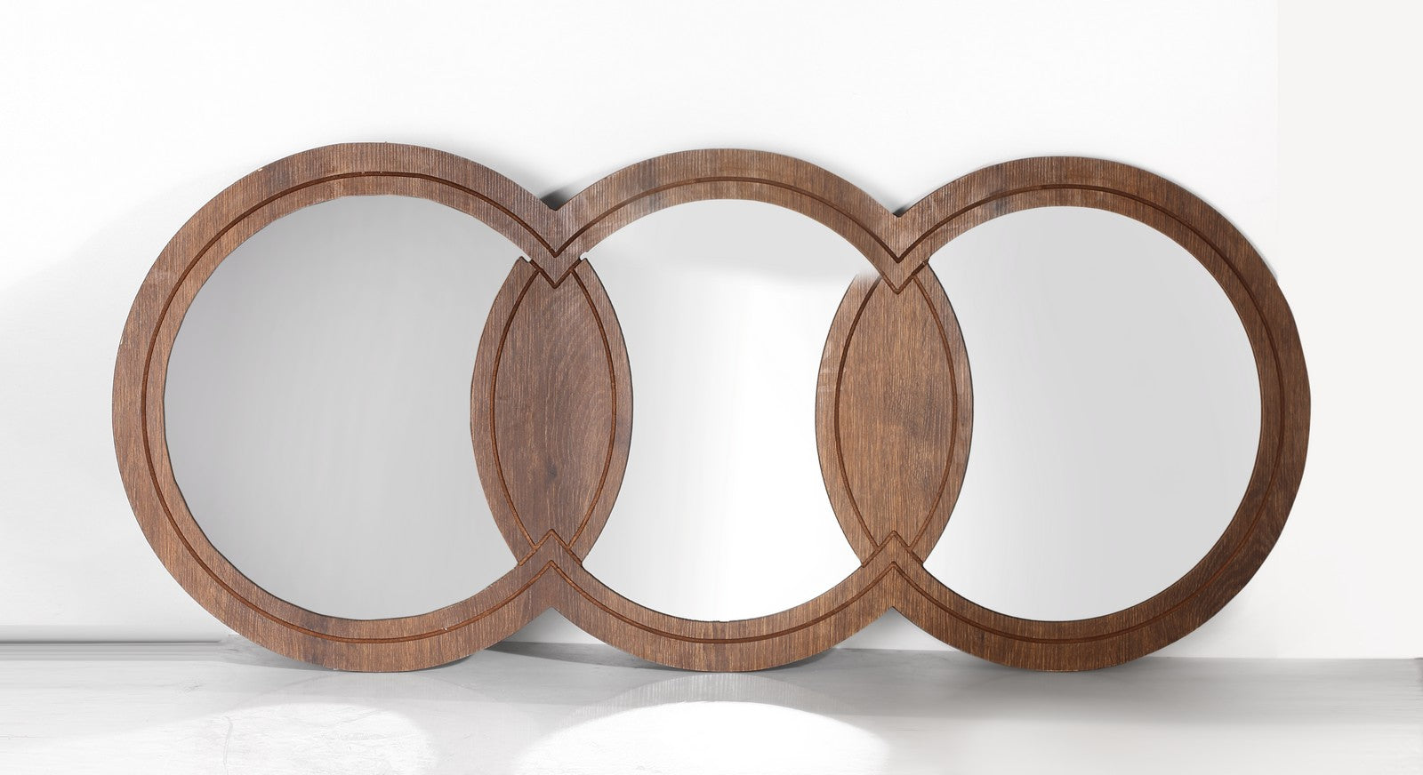 Wall Mirror 112 cm 3 in 1 Audi Walnut