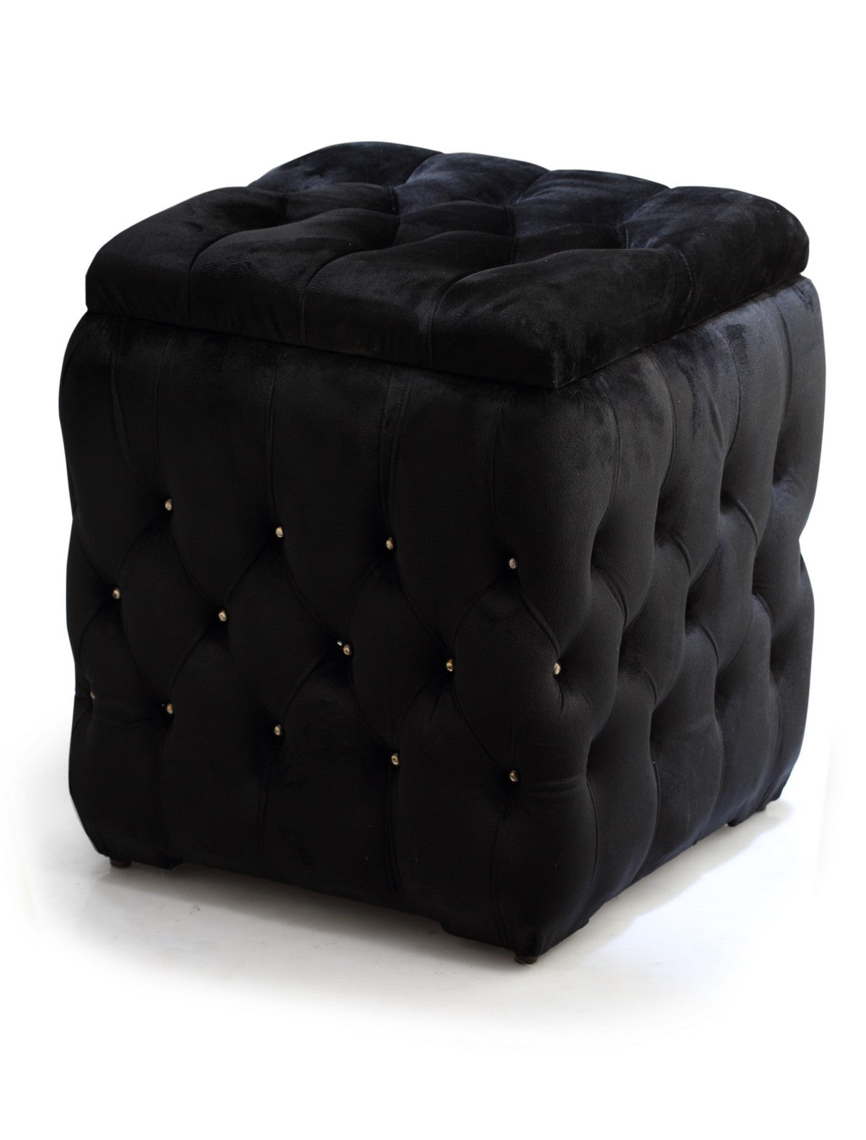Pouf Chair Square With Storage Black