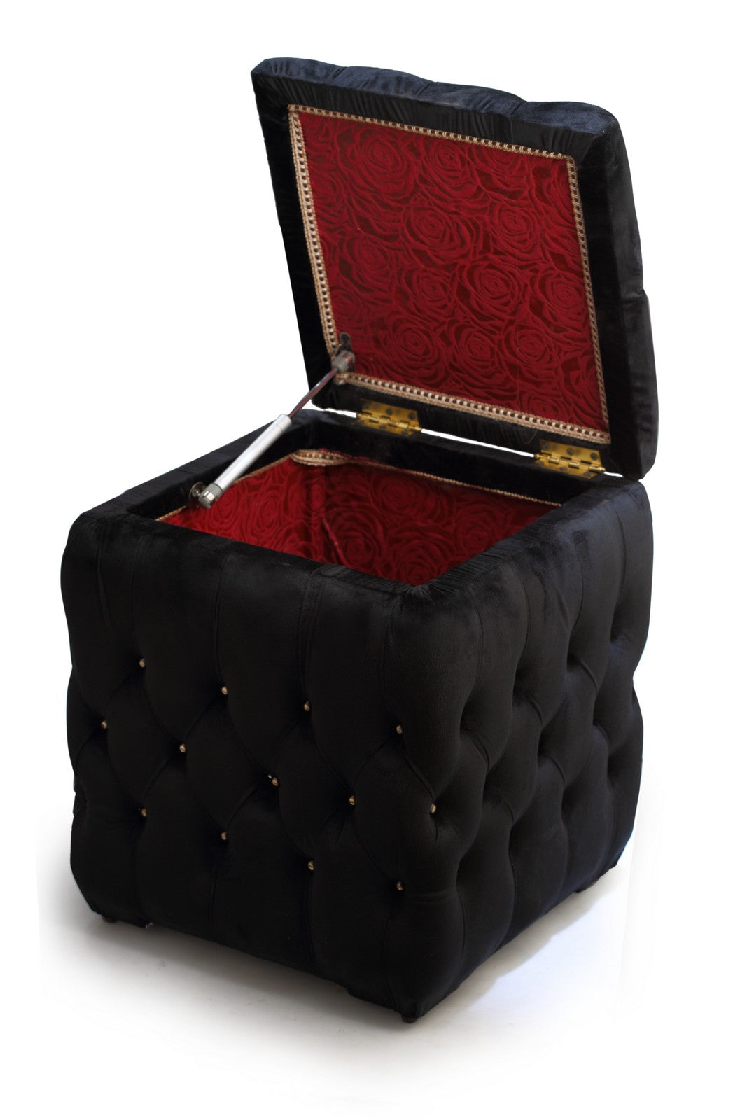 Pouf Chair Square With Storage Black