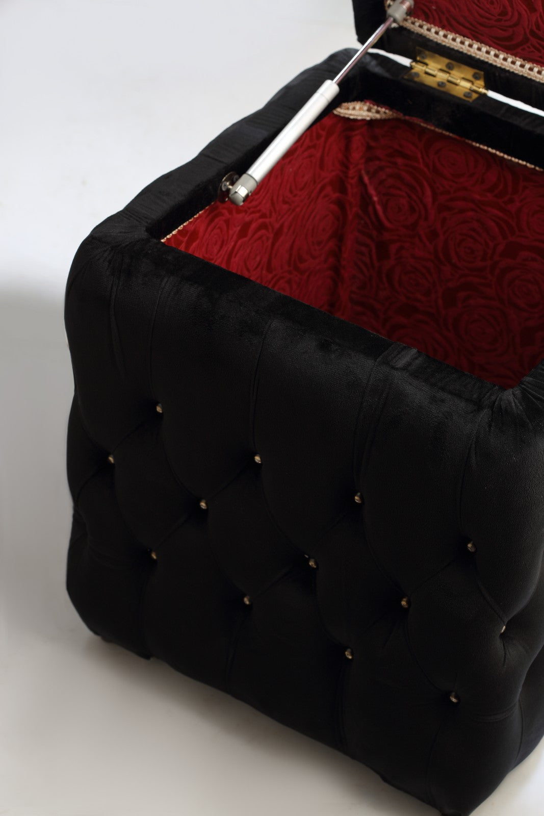 Pouf Chair Square With Storage Black