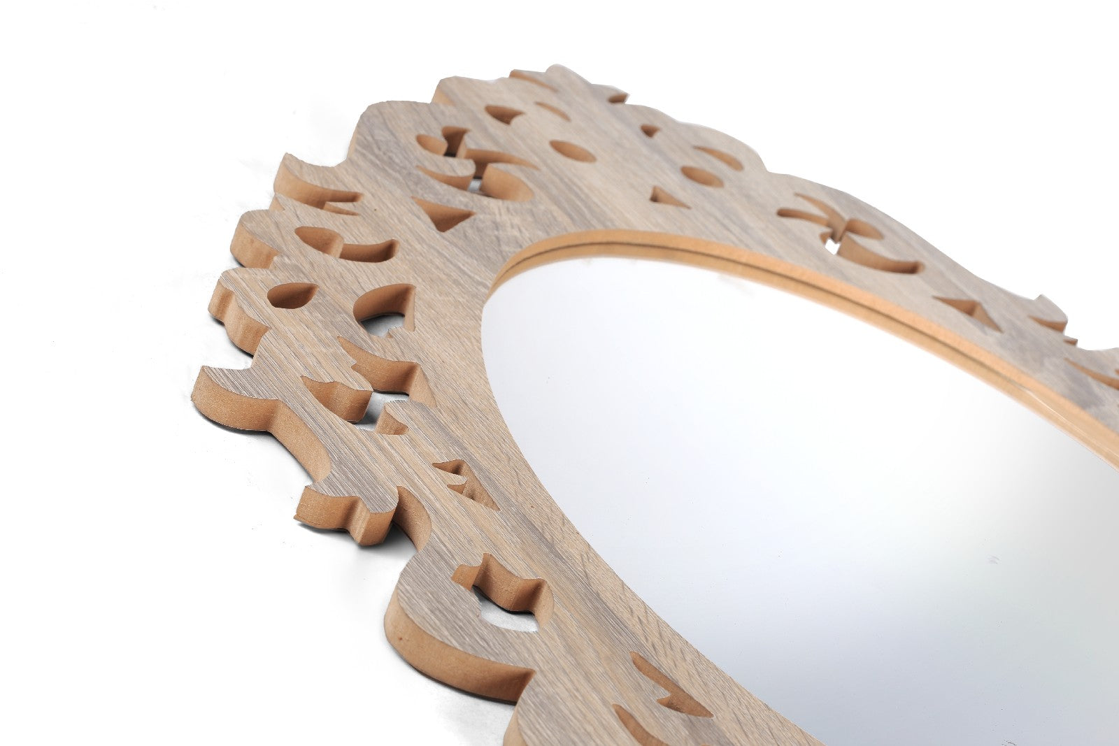 Wall Mirror Wooden Frame Rotar Beige