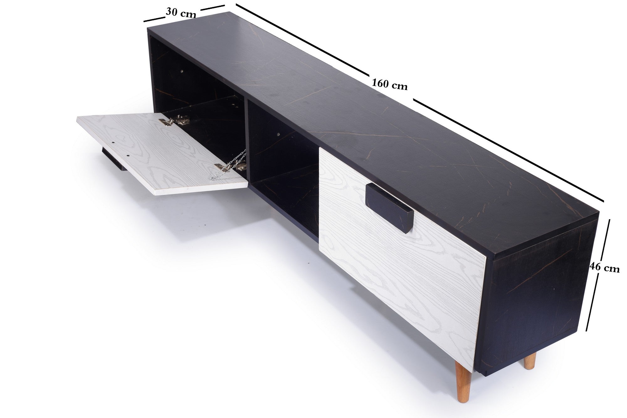 Franko Tv Unit 160cm Two Drawers Black*White