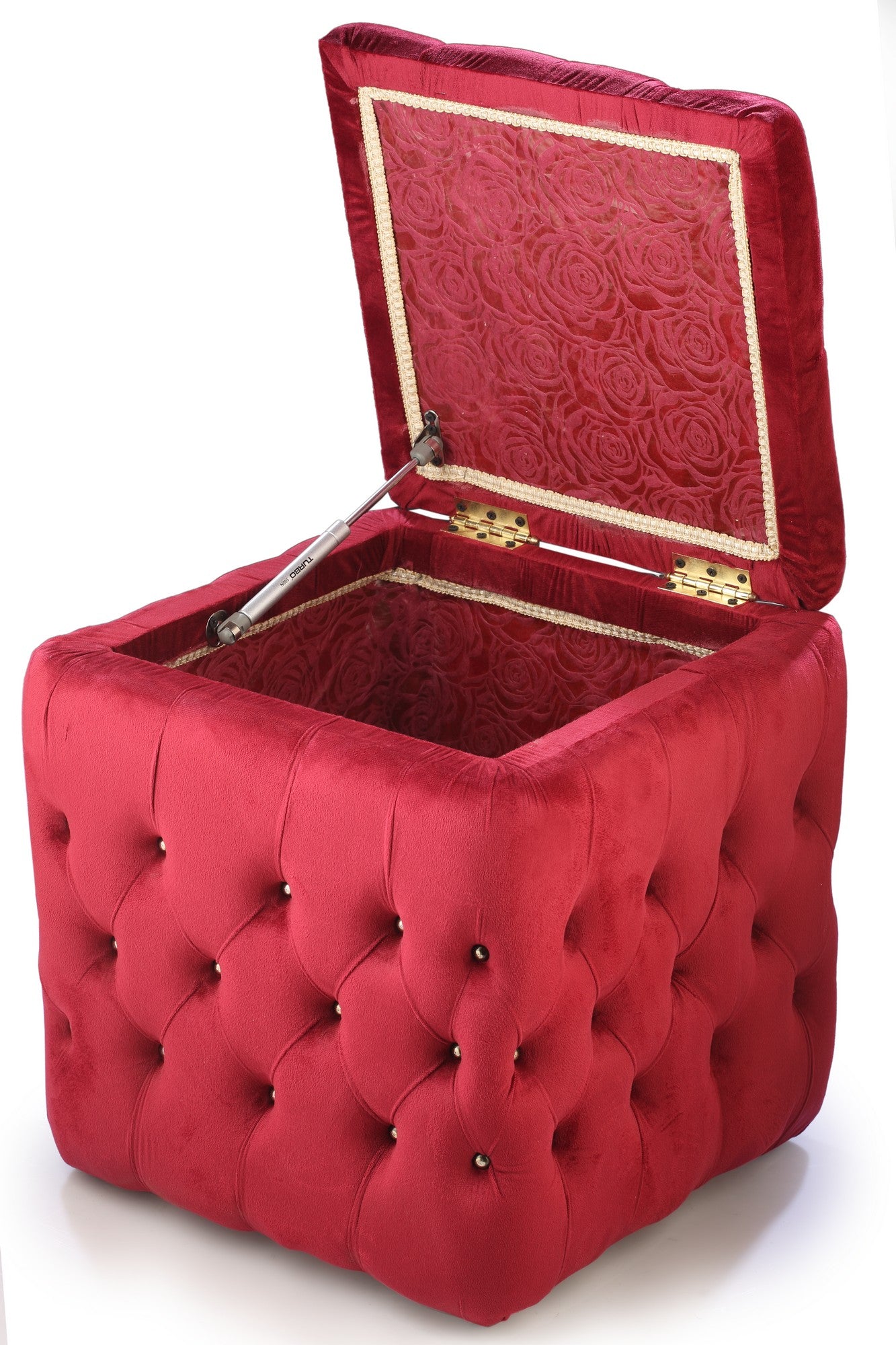 Pouf Chair Square With Storage Red