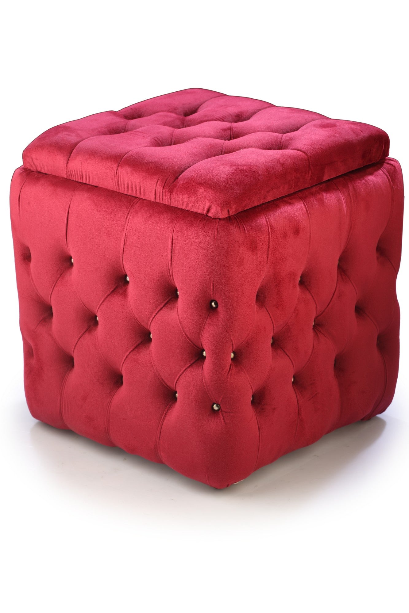 Pouf Chair Square With Storage Red