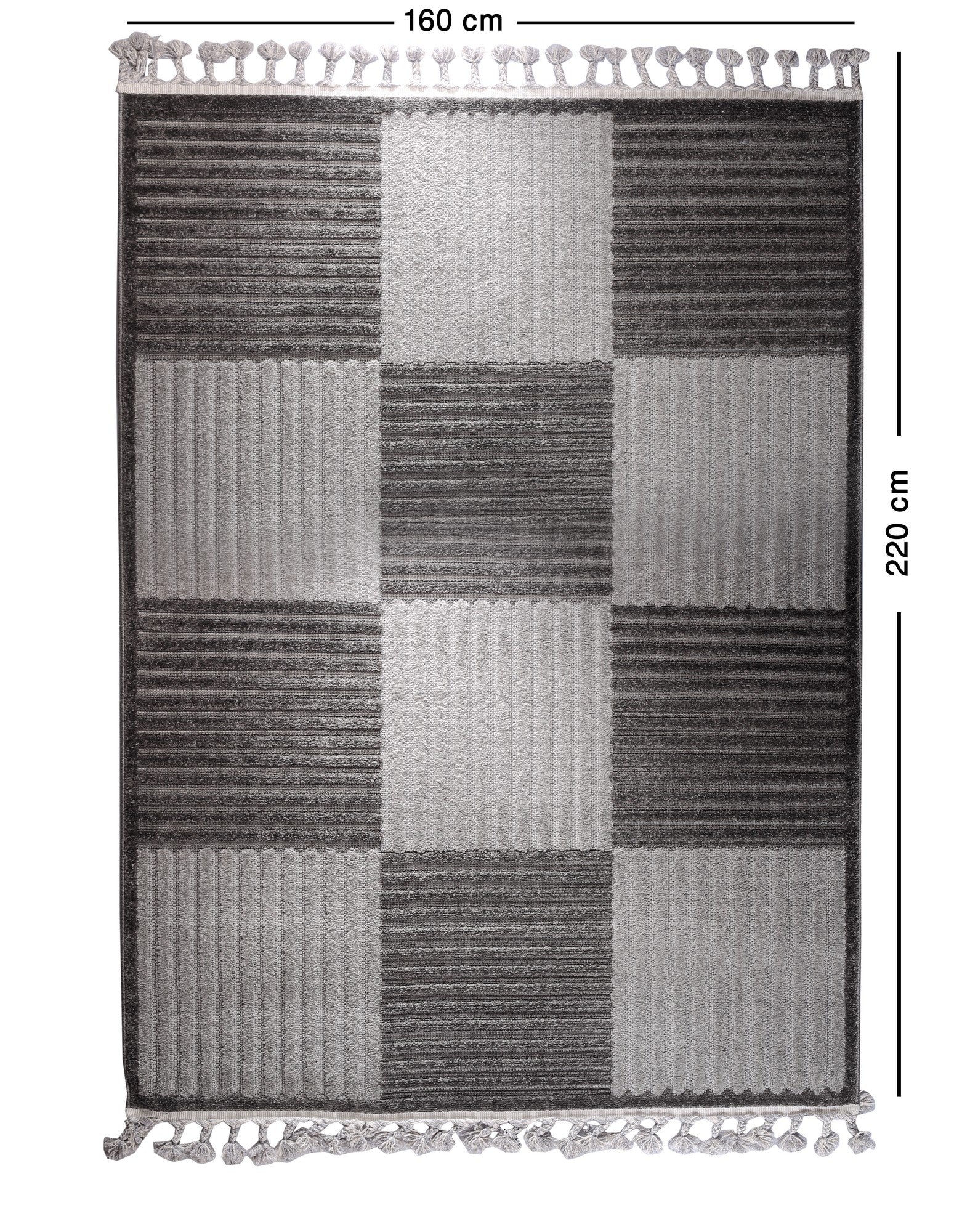 Boho Style Carpet Dark & Light Grey Boxes