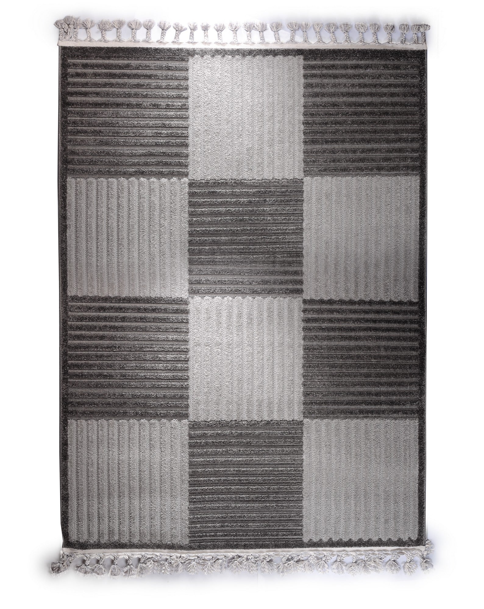 Boho Style Carpet Dark & Light Grey Boxes