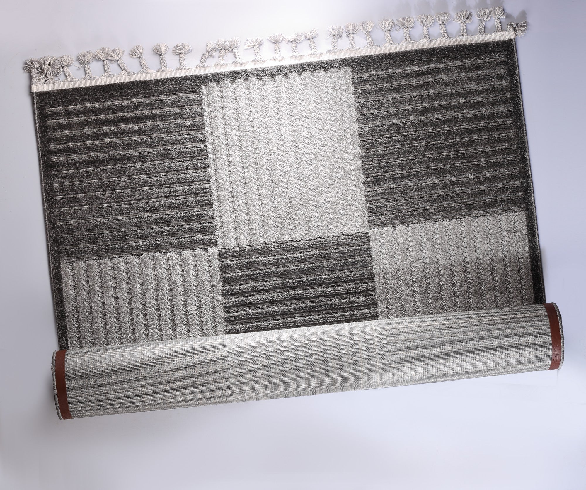 Boho Style Carpet Dark & Light Grey Boxes