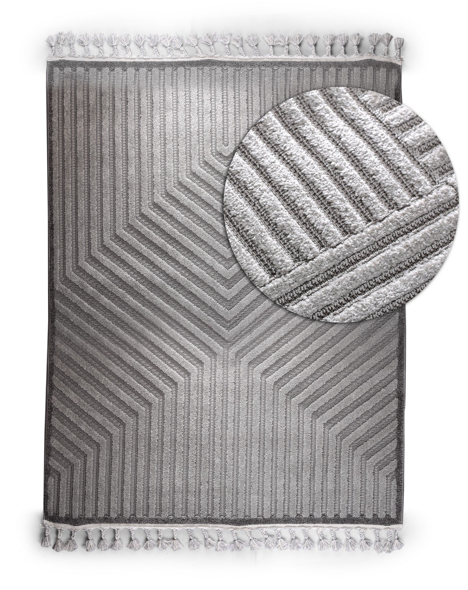 Boho Style Carpet Grey Lines