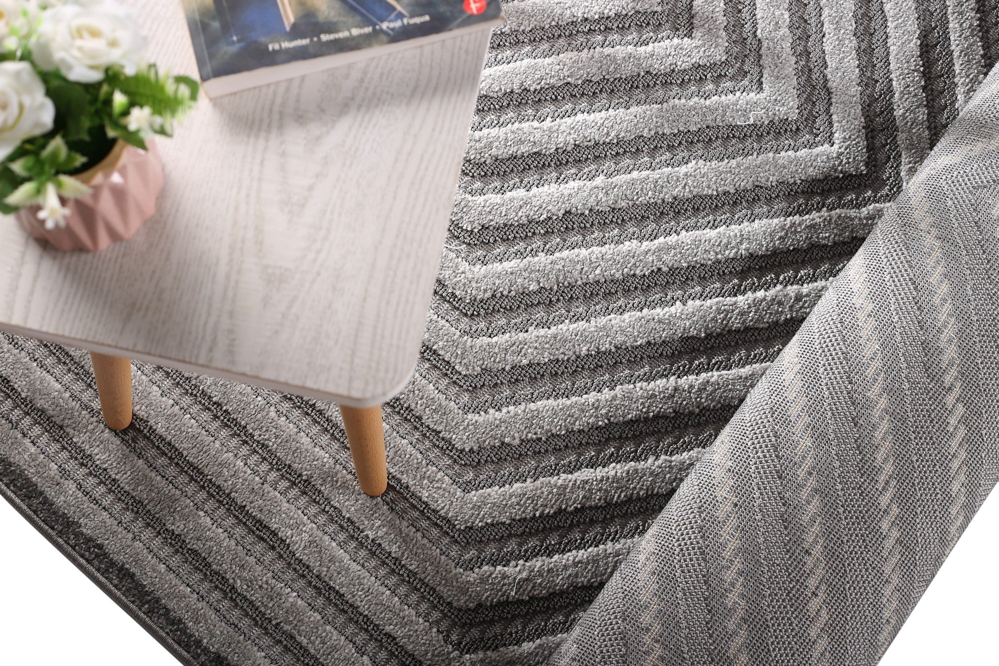 Boho Style Carpet Grey Lines