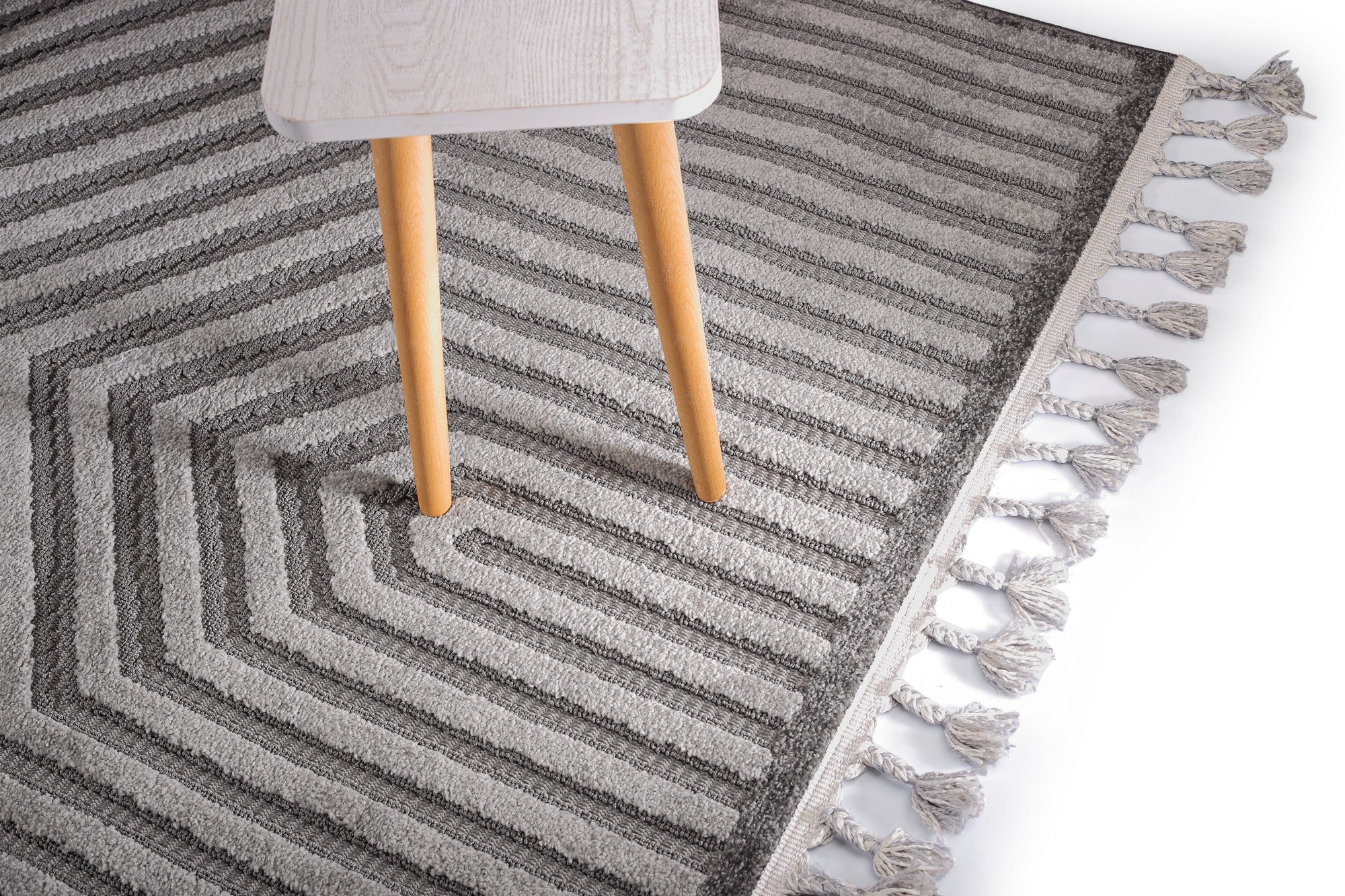 Boho Style Carpet Grey Lines
