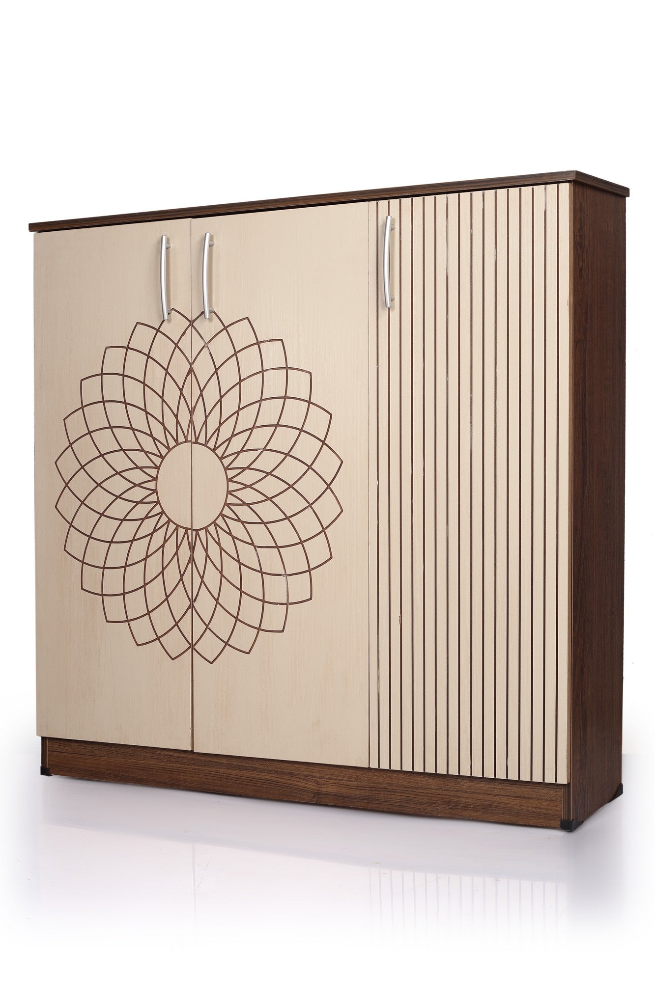 Shoe Rack Flower Walnut*Creme