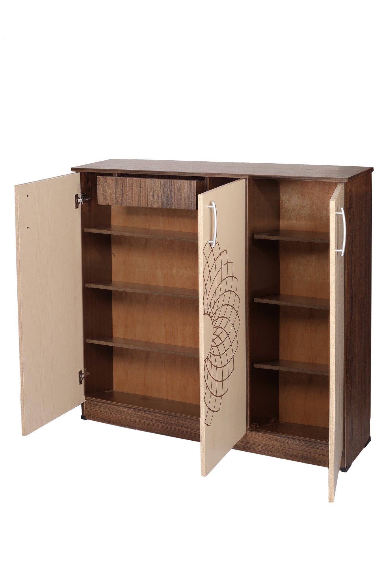 Shoe Rack Flower Walnut*Creme