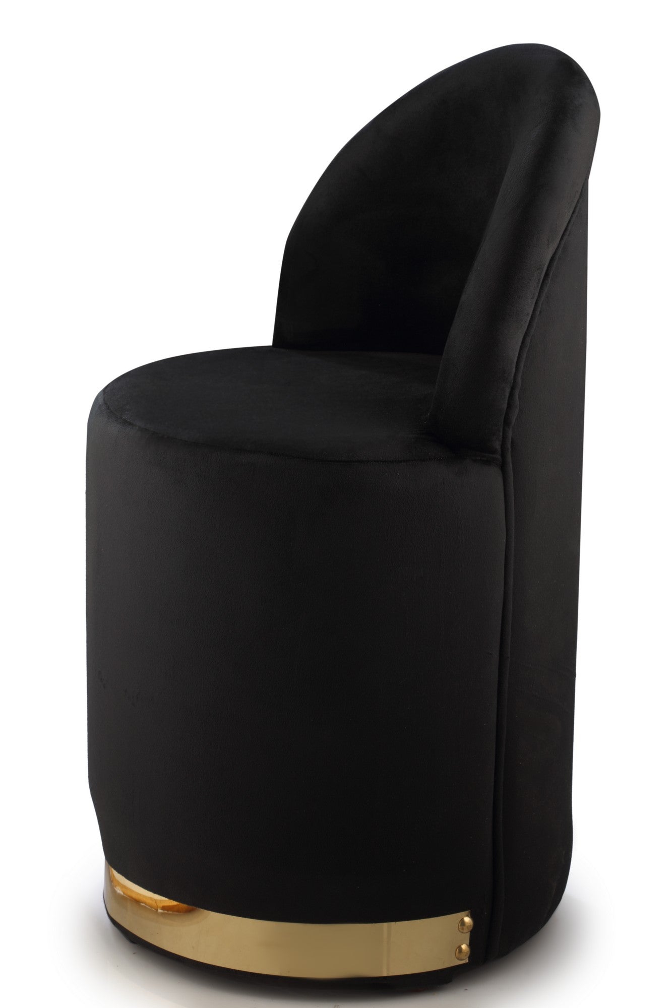 Pouf Chair With Back Black Buttom Gold