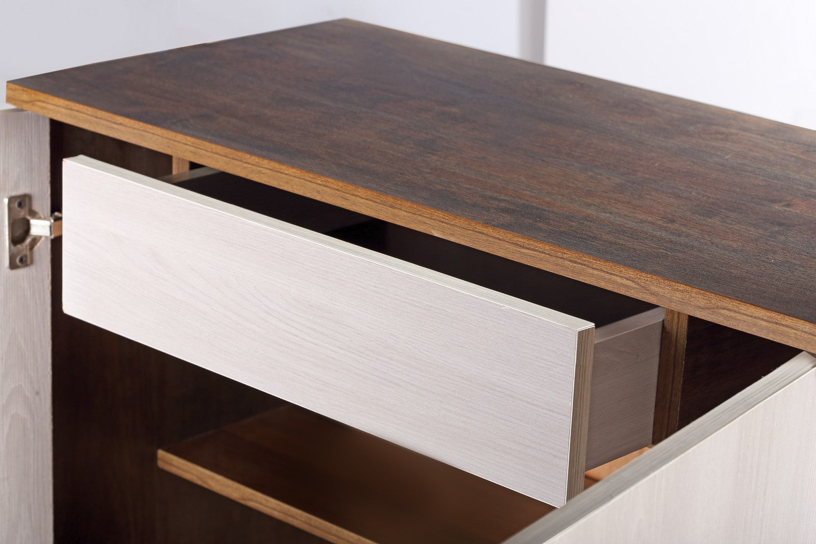 Shoe Rack 80cm Drawer - White*Walnut