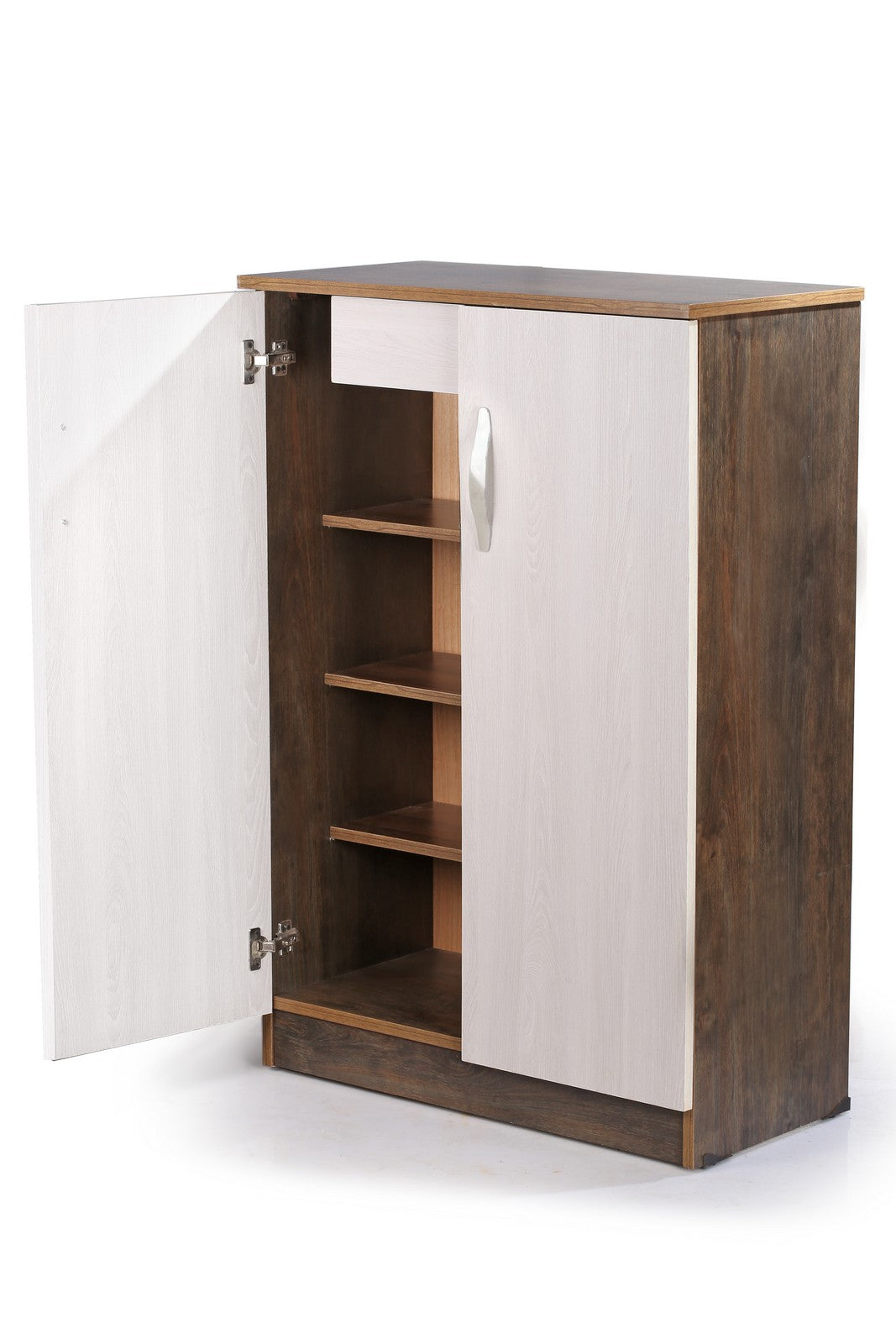 Shoe Rack 80cm Drawer - White*Walnut