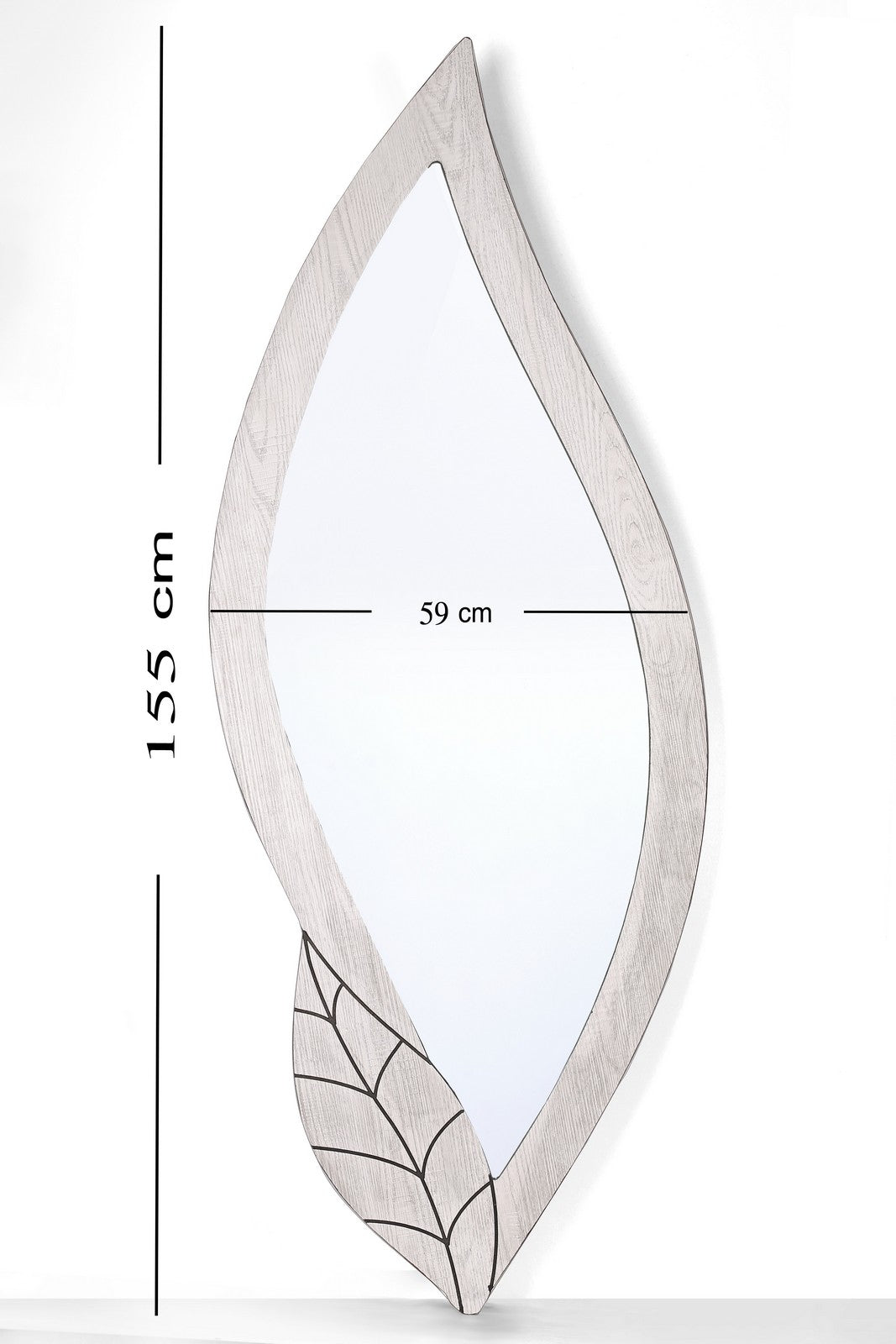 Wall Mirror Leaf 155 Cm Grey