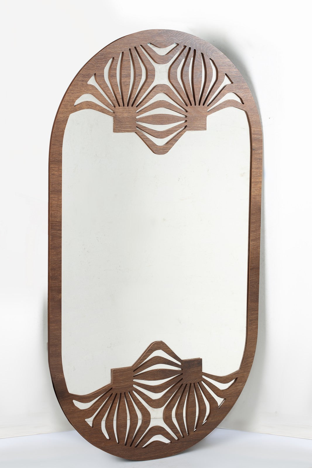 Wall Mirror Oval Shape Large Walnut