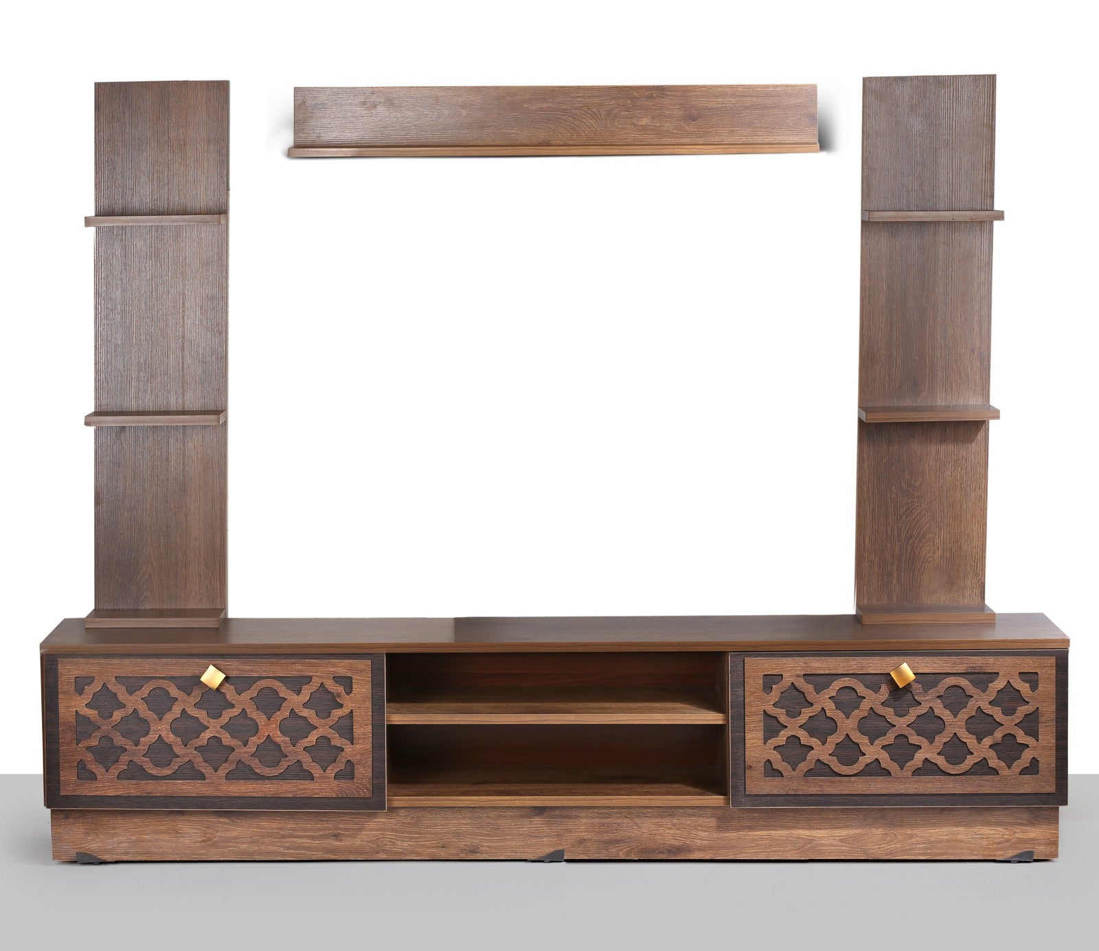 Whole Tv Unit Walnut +Shelves