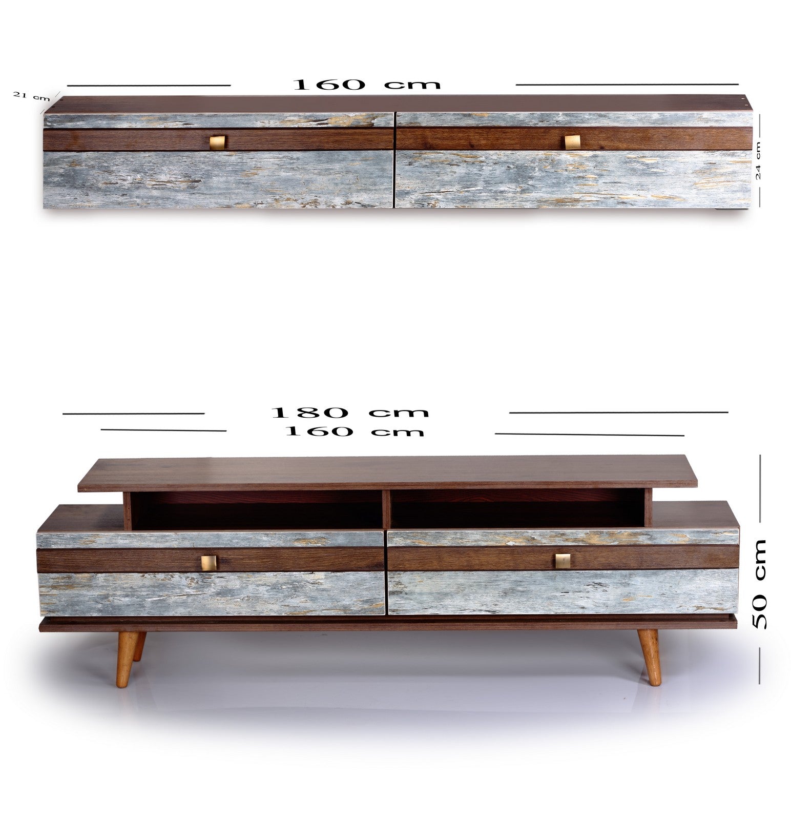 Galaxy Tv Unit Walnut * Moga/Mint Whole Unit