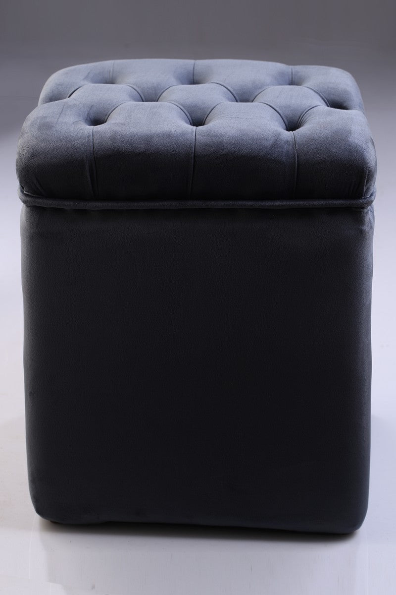 Pouf Chair Square Navy Blue Denim