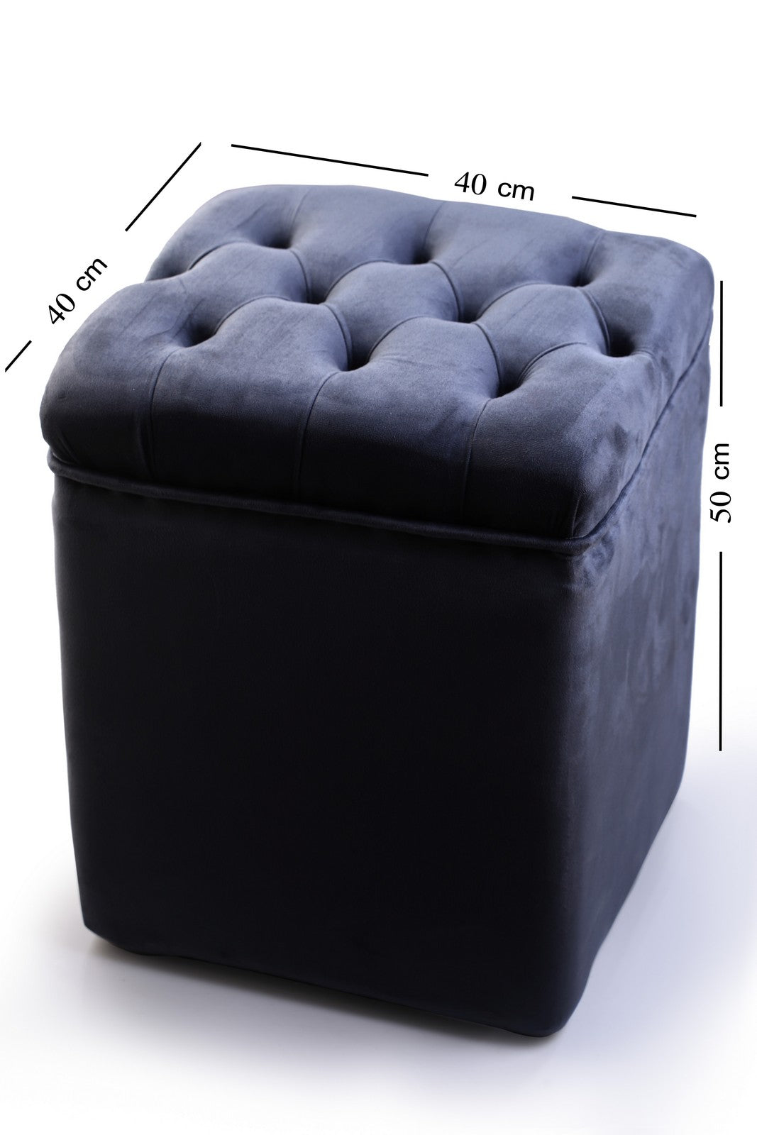 Pouf Chair Square Navy Blue Denim