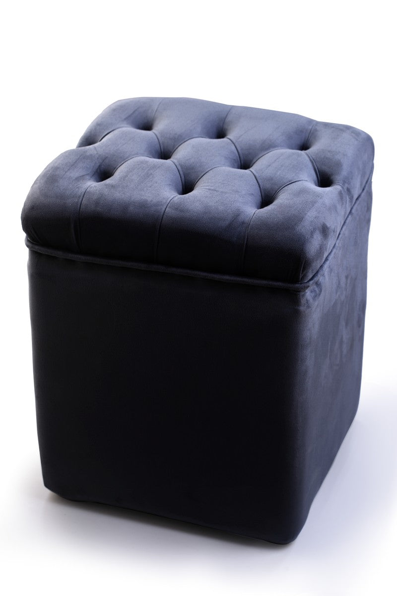 Pouf Chair Square Navy Blue Denim
