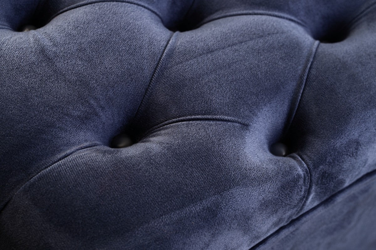 Pouf Chair Square Navy Blue Denim