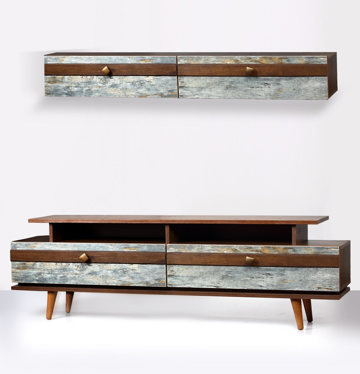 Galaxy Tv Unit Walnut * Moga/Mint Whole Unit