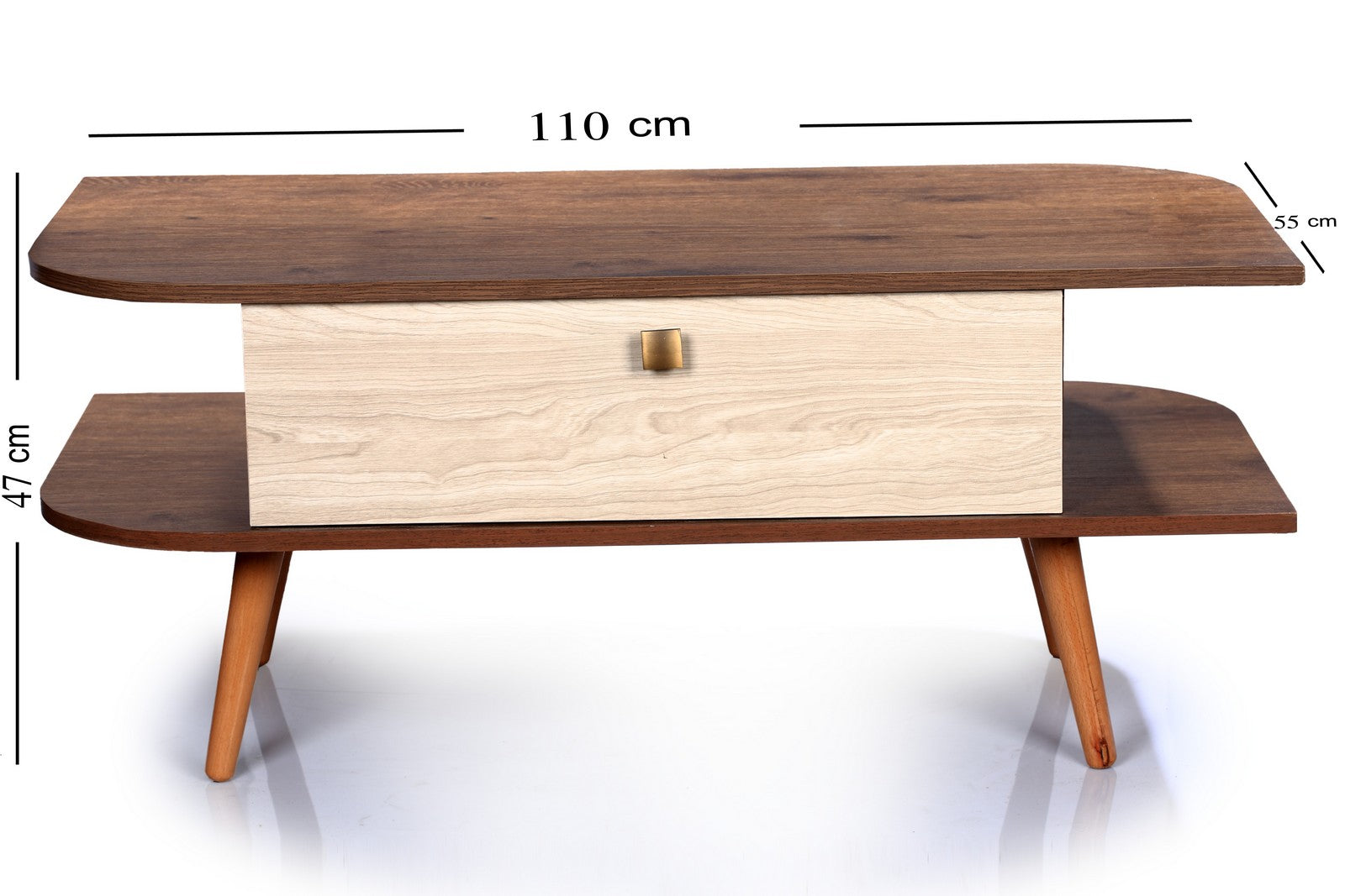 Tear Shape Coffee Table Walnut*creamy