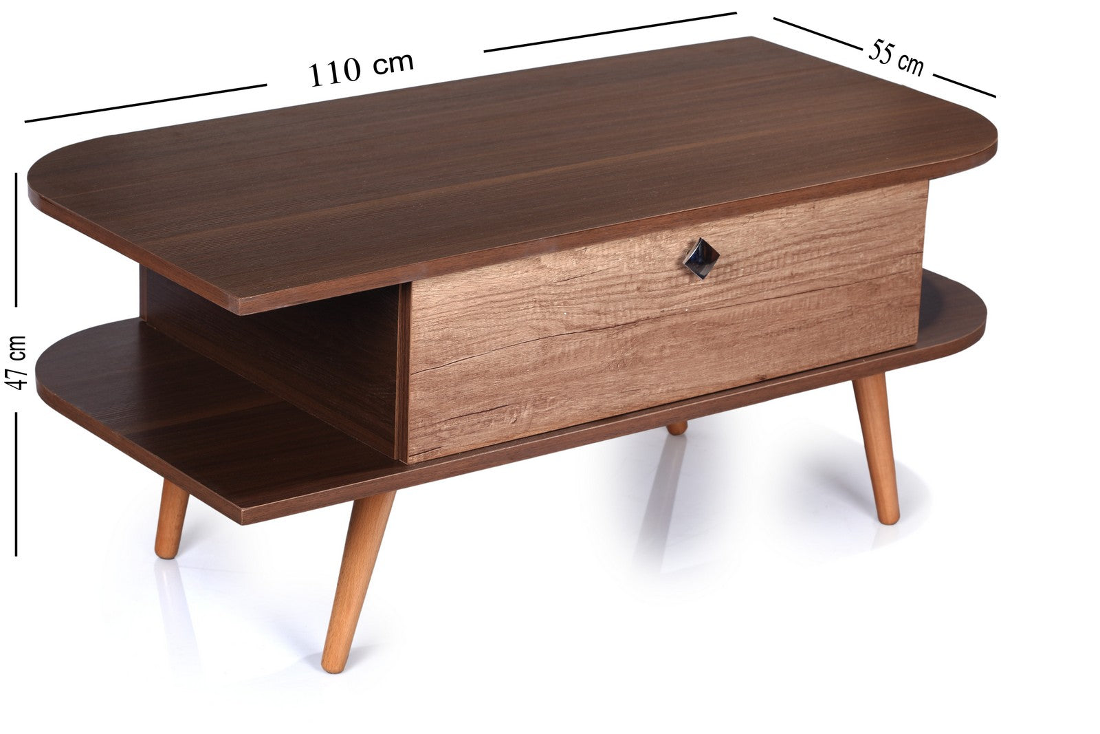 Tear Shape Coffee Table Walnut* Light Walnut