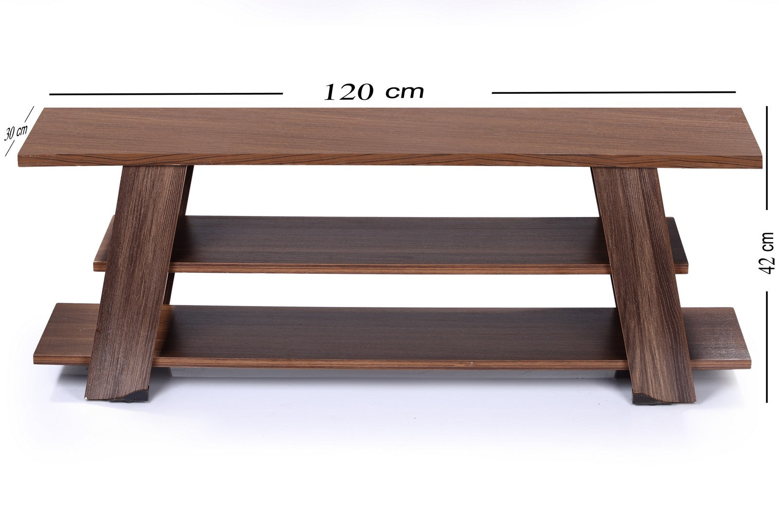 Easy Tv Unit Three Shelves 120cm Walnut