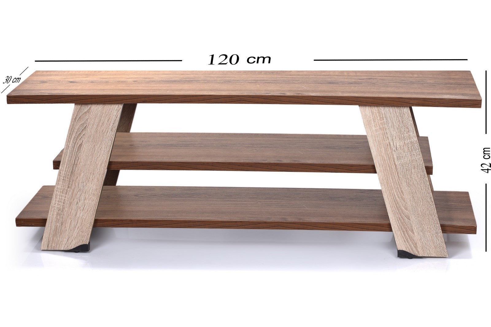 Easy Tv Unit Three Shelves Walnut*Beige