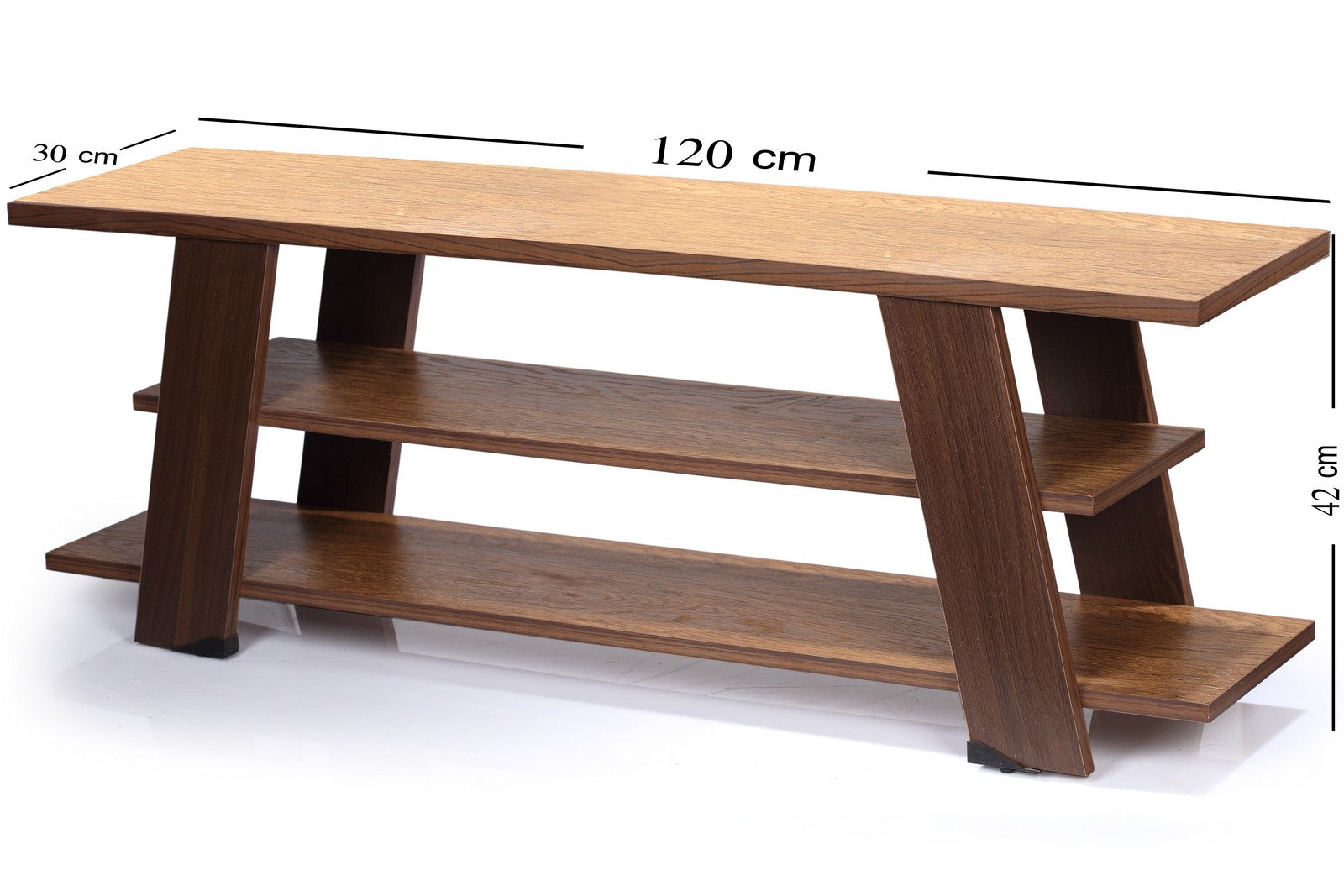 Easy Tv Unit Three Shelves 120cm Honey*Walnut