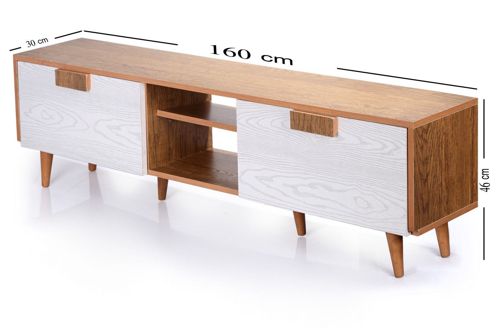 Franko Tv Unit 160cm Two Drawers Honey*White