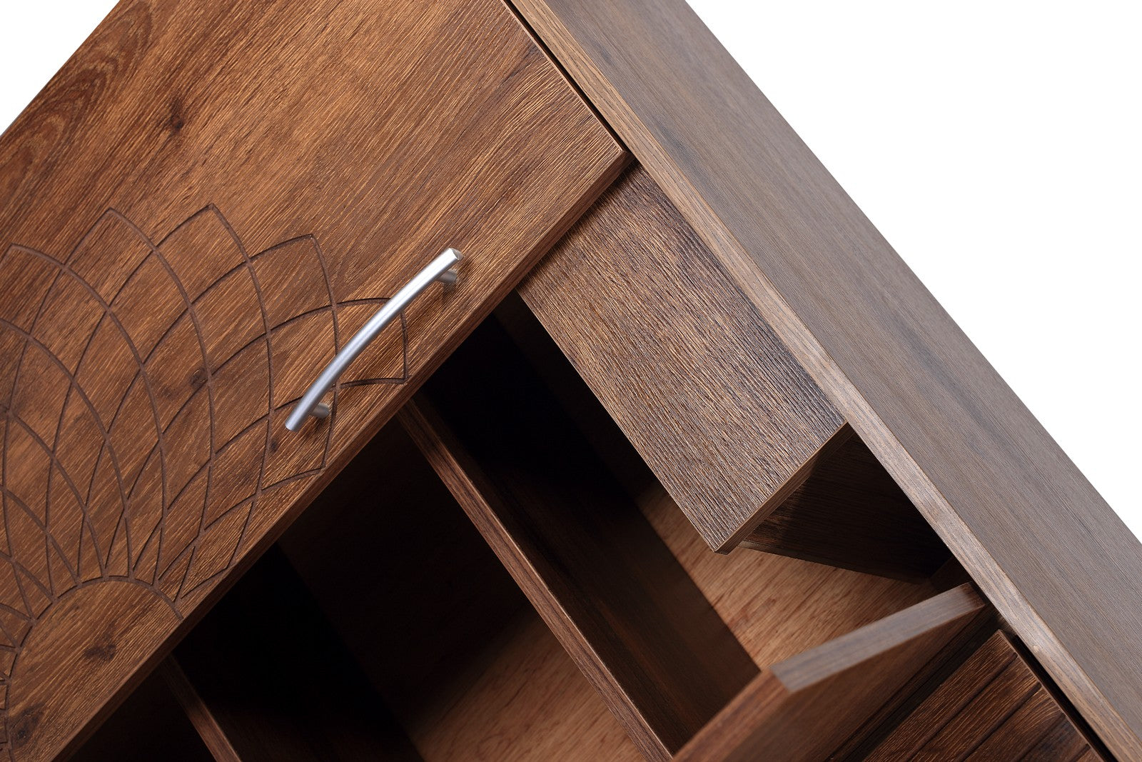 Shoe Rack Flower Walnut Three Partitions