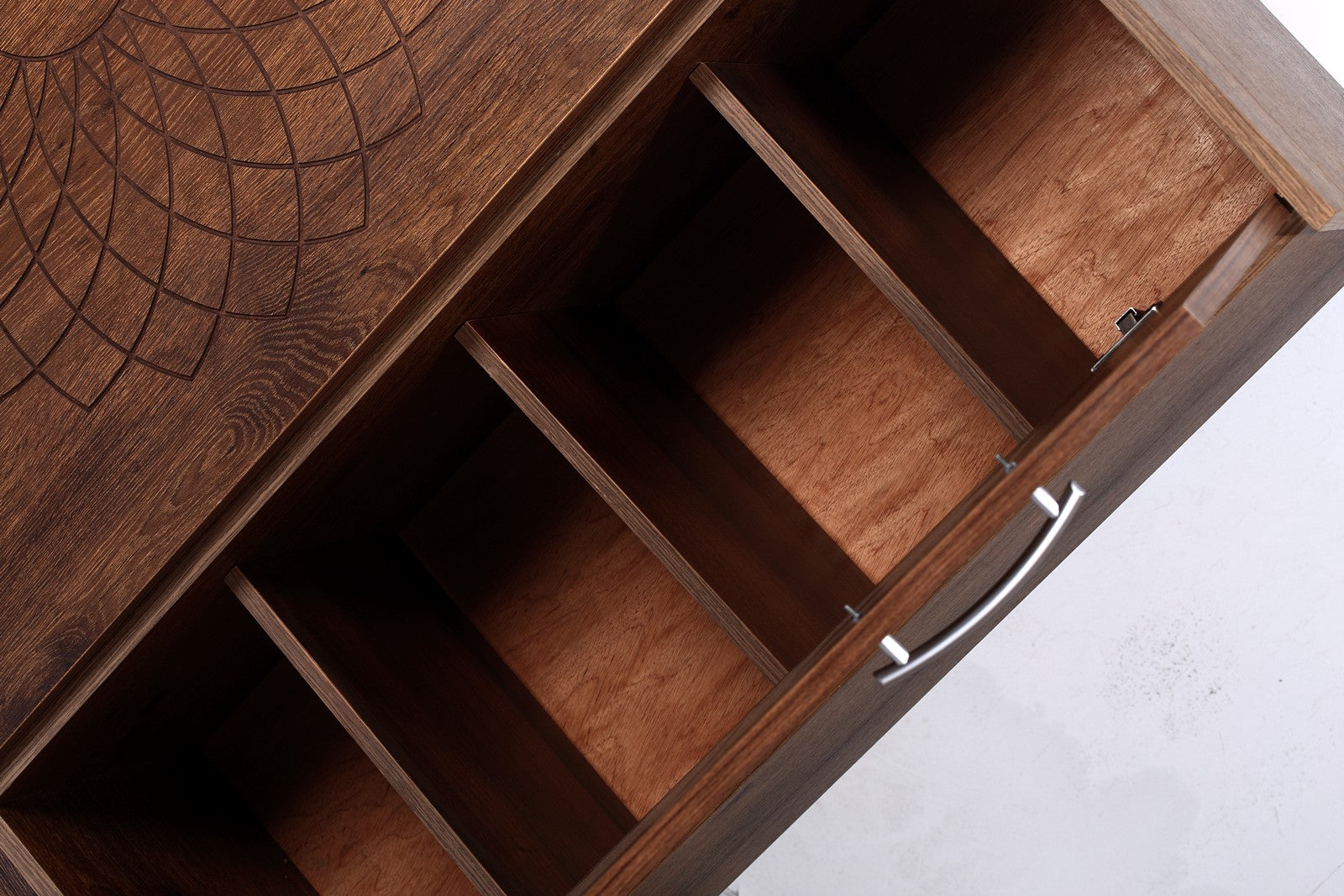 Shoe Rack Flower Walnut Three Partitions