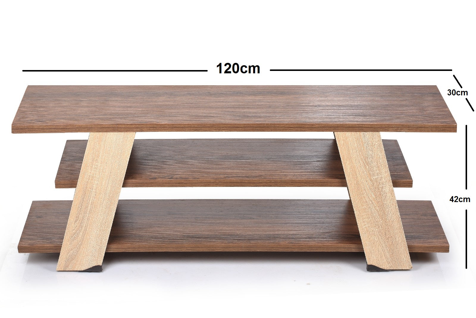 Easy Tv Unit Three Shelves 120cm Walnut*Beige